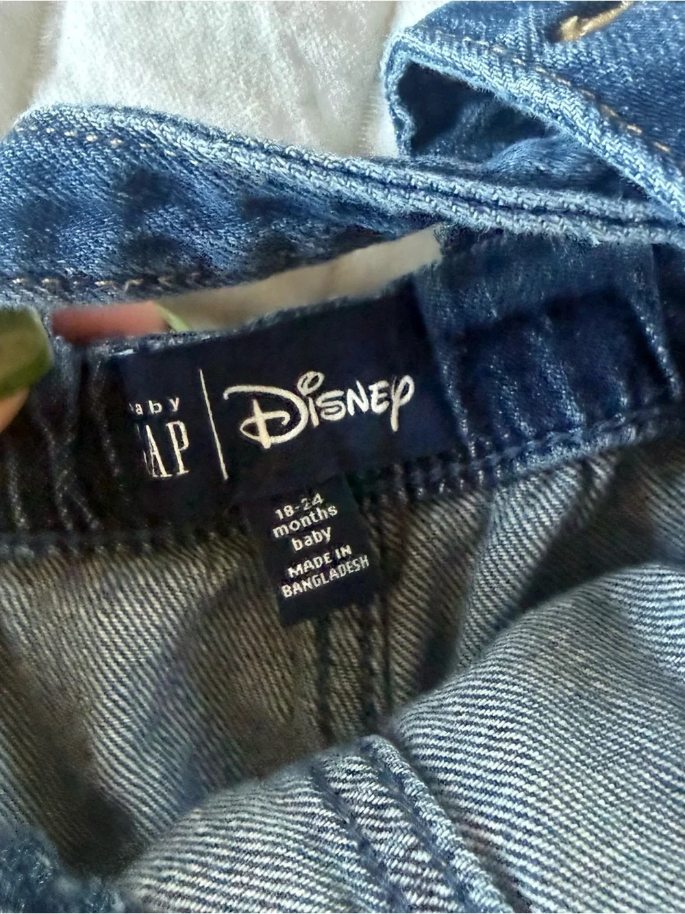GAP Disney Mickey Mouse unisex Embroidered Denim Overalls Dark Blue size 18-24M